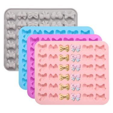 Imagem de 4 peças de moldes de arco de fondant, moldes de silicone para fondant, moldes de doces para decoração de bolo para aniversário, enfeite de cupcake de açúcar, pasta de goma de goma resina de argila