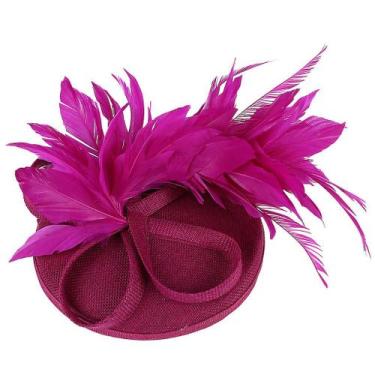 Imagem de Chapéu feminino flor derby feather fascinators contas fofas para chapé