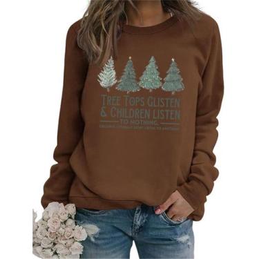 Imagem de Moletom GVABRLN Christmas para mulheres e crianças marrom