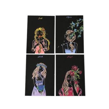 Imagem de 4pcs 20x14cm papel mágico da pintura da arte do risco com o brinquedo 