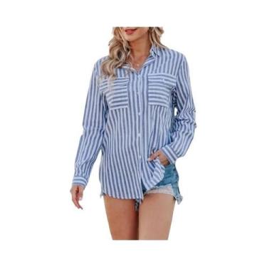 Imagem de Camisa Feminina Listrada de Manga Comprida - Primavera/Verão 2024 - Es