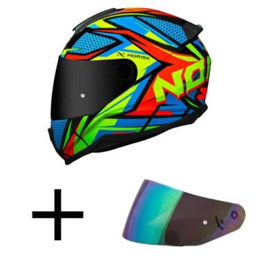 Imagem de Capacete Norisk Razor Sharp Preto e Amarelo Mais Viseira Camaleão, 58