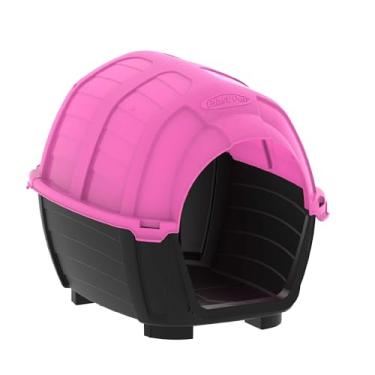 Imagem de Casa para Cachorro Stone House Nova 2 Rosa Base Preta – Plast Pet, Polipropileno Resistente, Fácil de Montar, Para Cães Pequenos e Médios