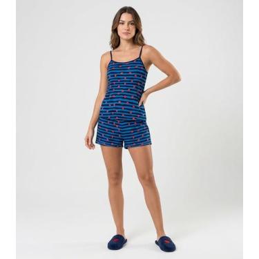 Imagem de Short Doll Curto Feminino De Liganete Bella Ana Azul, G, Azul