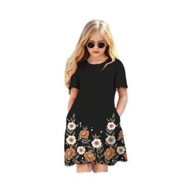 Imagem de Verão estampado meninas fora do ombro em torno do pescoço vestido de m