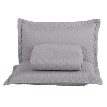 Imagem de Kit Cobre Leito Colcha Casa Scarpa Atualle Casal Padrão Dupla Face Microfibra 3 Peças - Cinza