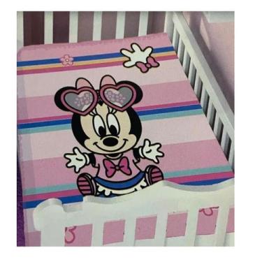 Imagem de Cobertor Infantil Raschel Plus Disney Minnie e Mickey Bebê Rosa Azul -