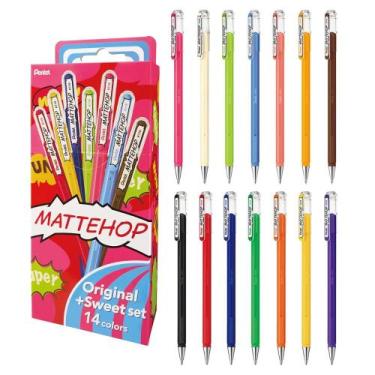 Imagem de Kit Caneta Pentel Mattehop Gel Roller Pen 1,0mm 14 Cores