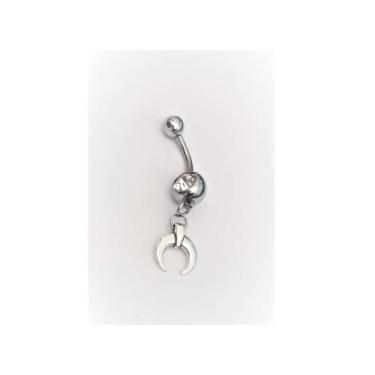 Imagem de Piercing umbigo chifre italiano moda punk - GSS, Prateado