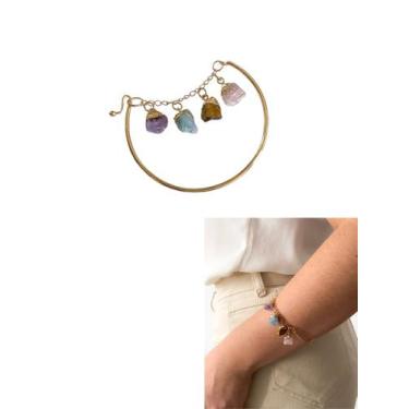 Imagem de Bracelete 4 Pedras Preciosas com Água-marinha Dourado - Ateliê FS