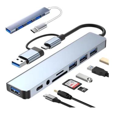 Imagem de 2Pcs Adaptador Hub Usb-C E 3.0, 8 Em 1 P2 Estéreo Usb Sd - NoBrand