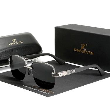 Imagem de Oculos de Sol Masculino Design Quadrado KINGSEVEN Estilo Piloto  Polarizados com Proteção Uv400 