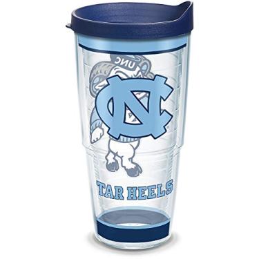 Imagem de Tervis Feito nos EUA Copo isolado com parede dupla University of North Carolina Tar Heels mantém as bebidas frias e quentes, 700 ml, Tradição