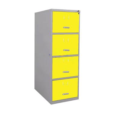 Imagem de Arquivo De Aço 4 Gavetas P/ Pasta Suspensa C/ Chave Amarelo