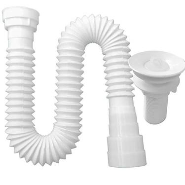 Imagem de Sifão Sanfonado Multiuso 72cm Branco Com Valvula