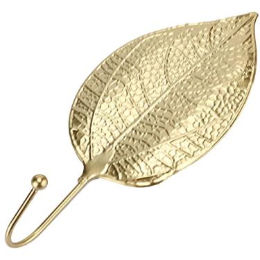 Imagem de Aqur2020 Gancho de parede gancho de parede criativo cabide de roupas em forma de folha mini pedido pendurado gancho de parede dourado metal aço decorativo (dourado F)