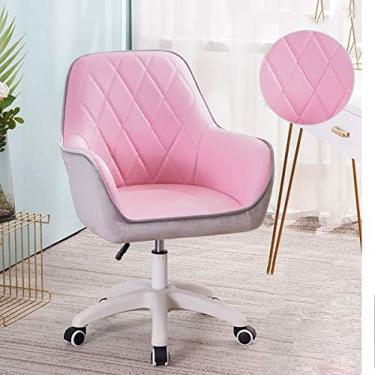 Imagem de YUYANAIAO Cadeira de Computador Moderno com Apoio de Braço, Ergonômica e Altura Ajustável, para Escritório, Estudo e Sala de Estar, Rosa, Couro e Veludo
