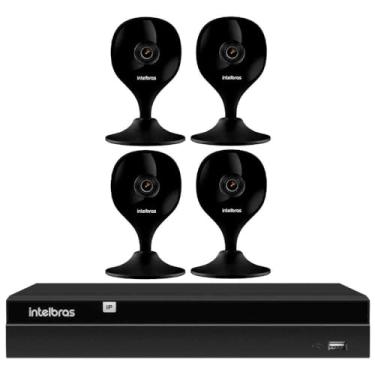 Imagem de Kit 4 Câmeras iMx C Black Intelbras com Aúdio e Inteligência Artificial Visão Superwide + Gravador Digital de Vídeo Intelbras NVR NVD 1404 4 Canais