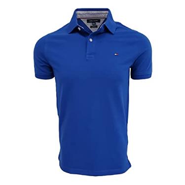 Imagem de Tommy Hilfiger Camisa polo masculina stretch slim fit piqu , Azul royal, G
