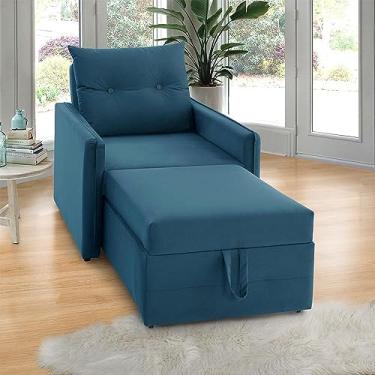 Imagem de Poltrona Icaria 3 em 1 Poltrona Chaise Cama Azul Estofama