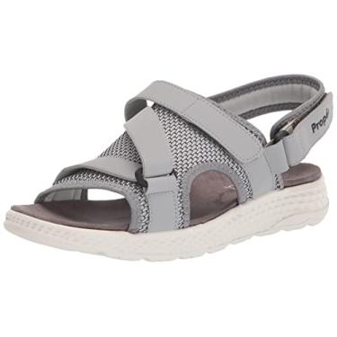 Imagem de Propet Travelactiv Sandálias esportivas femininas esportivas com tiras e tiras casuais de salto baixo 2,5 a 5 cm - Azul, Prata, 39