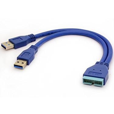 Imagem de BSHTU Cabo de cabeçalho duplo USB 3.0 tipo A para 20 pinos, super velocidade, 5 Gbp/s, adaptadores de transmissão Sygn de dados, macho, slot de conectores Y para placas-mãe de computador