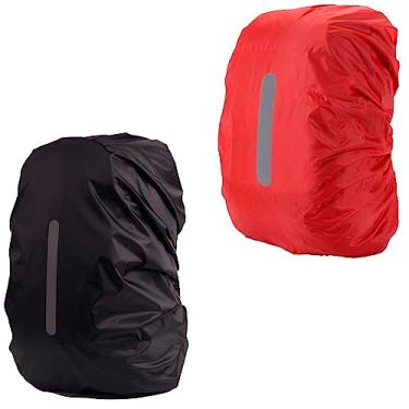 Imagem de MOPHOEXII Pacote com 2 capas de chuva à prova d'água para mochila, capa de chuva com tira refletiva, capa de chuva de mochila para ciclismo/caminhadas