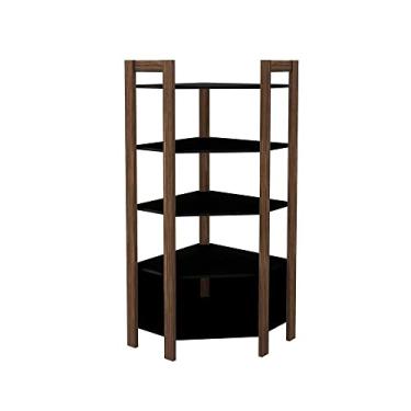 Imagem de Estante Escritório de Canto Multimóveis Cr25067 Preta/nogal