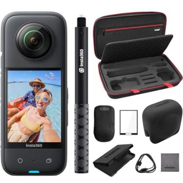 Imagem de Insta360 X3 – Câmera de ação impermeável 360 com sensores de 1/2" 48MP, vídeo HDR ativo 5,7K 360, pacote com bastão de selfie invisível, tampa de lente, estojo de transporte, protetores de tela
