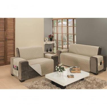 Imagem de Protetor De Sofá Dupla Face Impermeável Mr 2 E 3 Lugares King - Cáqui-palha