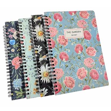 Imagem de Alimitopia Caderno espiral, caderno pautado com fio, bloco de notas, planejador de notas, tamanho A5 (21,5 x 13,7 cm) e 80 folhas (segredo do jardim)