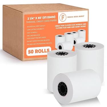 Imagem de 50 rolos de papel para cartão de crédito térmico de 6,35 cm x 2,15 m por caixa para uso em alguns dados Verifone, Omni, Hypercom e First Data, livre de BPA