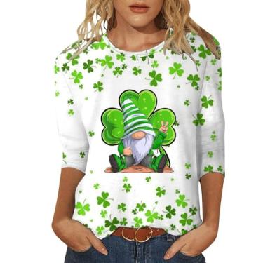 Imagem de Camiseta feminina do Dia de São Patrício de algodão St. Pattys gola redonda Dia de São Patrício camiseta feminina professora, 011-verde, M