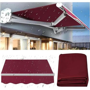 Imagem de Substituição manual do toldo retrátil do pátio (somente tecido) com proteção UV, capa de proteção solar, lona à prova d'água, abrigo externo, C x L, 13 x 5 pés (4 x 1,5 m)