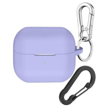 Imagem de Compatível com Samsung Galaxy Buds 3, capa protetora de silicone macio para Galaxy Buds 3 Pro com chaveiro, capa à prova de choque para Galaxy Buds Pro 3 (2024) para mulheres e homens (roxo)