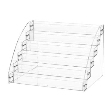 Imagem de harayaa Suporte de cartão de visita acrílico expositor prateleira organizador de cosméticos bandeja em camadas rack de armazenamento dispensador de mesa, 6º nível