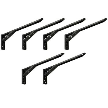 Imagem de Kit 03 Pares Suporte Para Mesa Dobrável Retrátil 30 cm H02 Mão Francesa Preto - Lyam