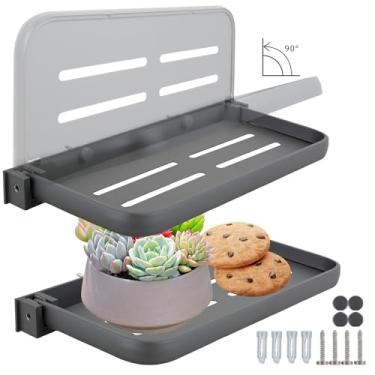 Imagem de Prateleira dobrável de alumínio para trailer, prateleira dobrável montada na parede, prateleira suspensa de trailer fácil de instalar, pequenas prateleiras flutuantes dobráveis, painel de