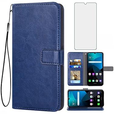 Imagem de Asuwish Compatível com LG Premier Pro Plus 15.5 cm/Harmony 4/K40S/K41 capa protetora de tela de vidro temperado e capa flip de couro, suporte para cartão, acessórios de celular, capas para celular