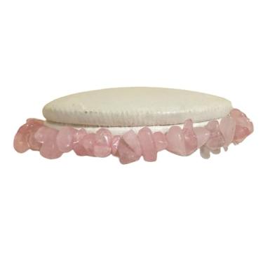 Imagem de Caminho Para Meditação, Pulseira Quartzo Rosa Pedra Natural Cascalho Amor