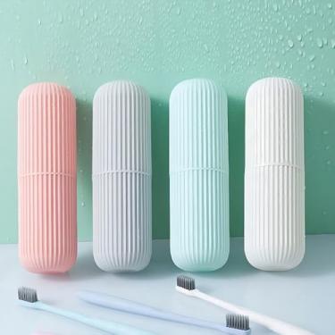 Imagem de Porta Escova de Dentes de Plástico, Moderno, Prático, Ideal para Viagem, Trabalho, Escola, Faculdade, Estojo Multiuso (Verde)