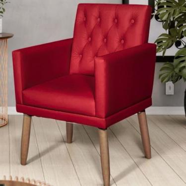 Imagem de Poltrona para Sala de espera Resistente confortável tecido Corino confortável pés de madeira reforçado MOBLAN decor (VERMELHO)