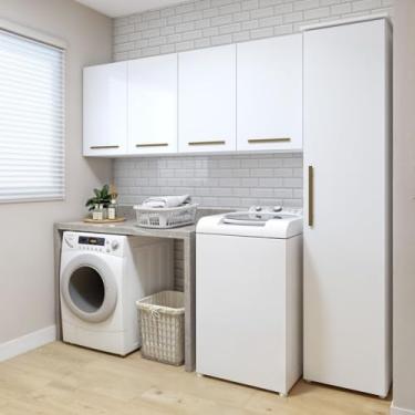 Imagem de Lavanderia Modulada 1 Armário Multiuso e Armário Aéreo Guarulhos Branco