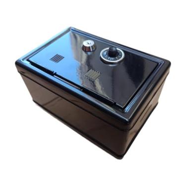 Imagem de Deevoka Cofrinho de ferro, caixa de economia de dinheiro com fenda para mesa, centro de mesa, caixa de dinheiro, cofre, banco de moedas para centro de mesa, Preto