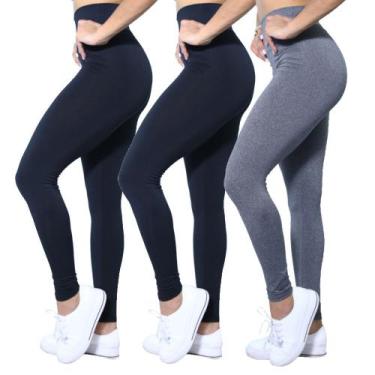 Imagem de Kit 3 Calças Legging Heide Ribeiro Suplex Cintura Alta, P, Preto, Cinz