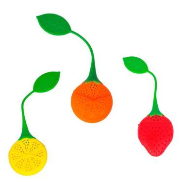 Imagem de Infusor P/Chá Silicone Formatos Frutas Laranja Limão Morango - Grupo R