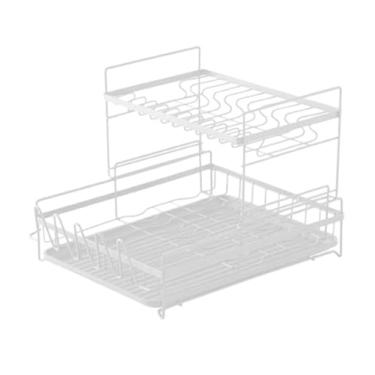 Imagem de Escorredor de louça, escorredor de pratos, escorredor de pratos de metal, prateleira de cozinha, talheres, armazenamento de talheres, armário de drenagem, suporte de talheres