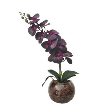 Imagem de Arranjo Com Flor de Orquídea Roxa No vaso de vidro - La Caza Store