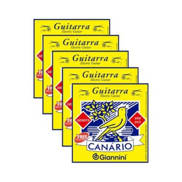 Imagem de Kit 5 Encordoamento Guitarra Giannini Canário GESGT9 0.009 Aço