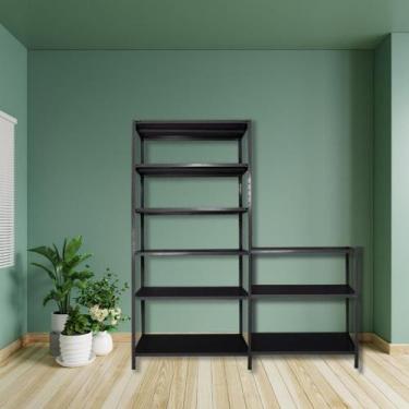 Imagem de Estante/prateleira Para Casa Em Aço Preta Dupla Completa - Estante Cen